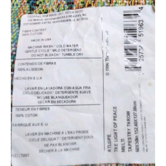 Tapestry throw blanket Thomas Kinkade The Light Of Peace 100% Cotton USA Made - Picture 3 of 4